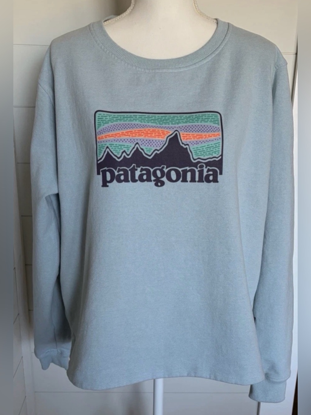 PATAGONIA Solar Rays 73 Uprisal Crew Sweatshirt Womens Sz XL Blue Pullover